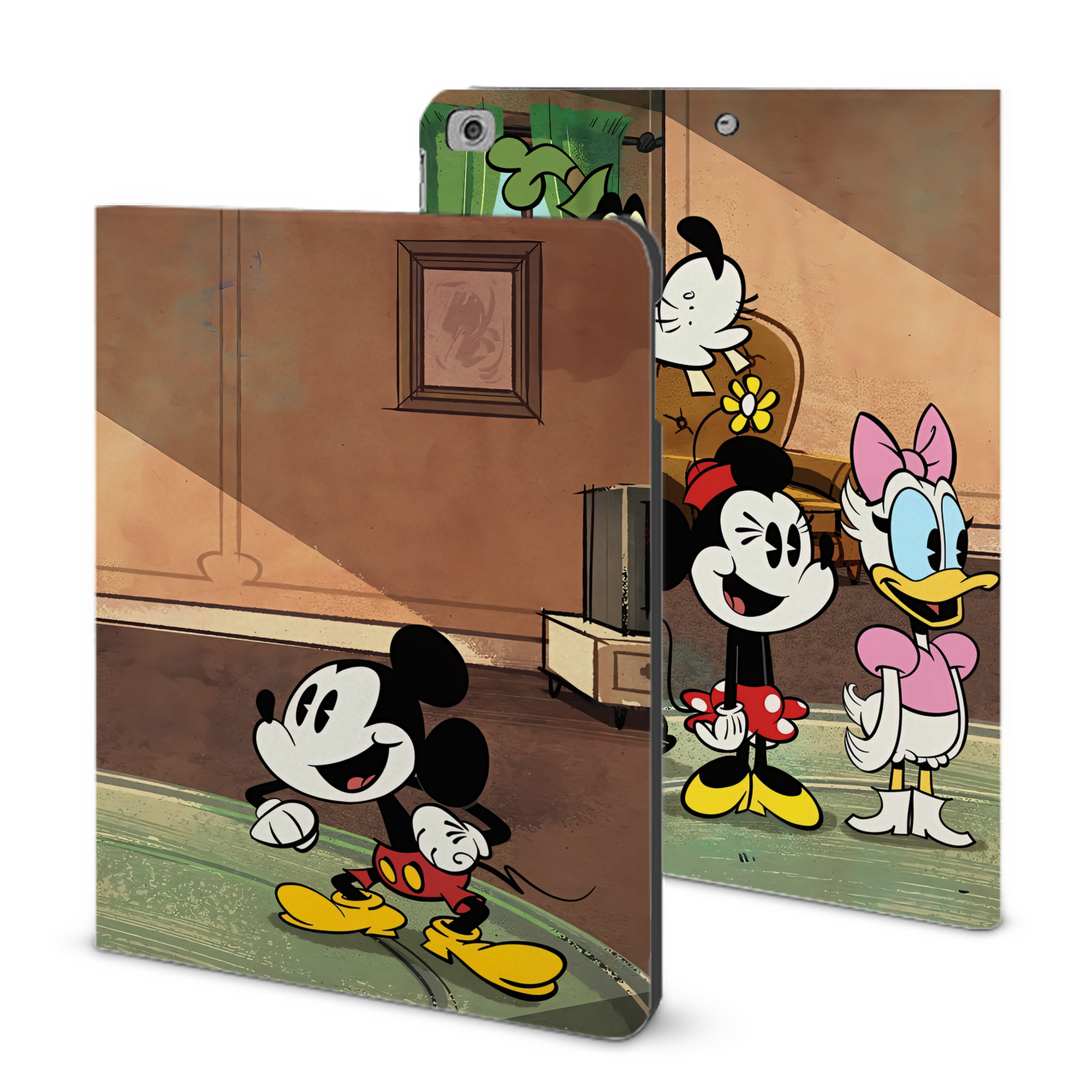 （画像用） ミッキーマウス Mickey Mouse IPad ケース ブック型 PUレザー TPU 耐衝撃 軽量 薄型 ペン収納なし 全面保護 IPad 各モデル対応